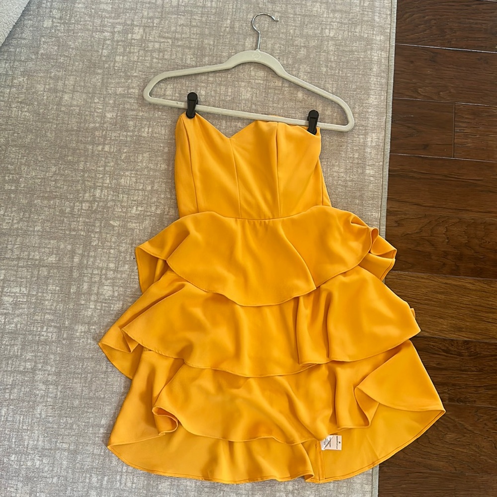 Yellow strapless sundress